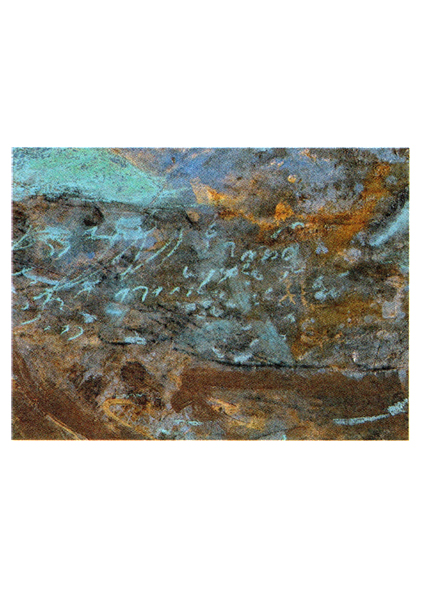 Segni su ocra e azzurri cm 22 x 31 - Tecnica mista