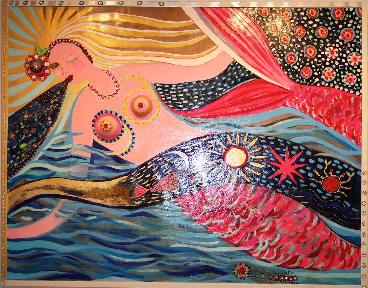 Il canto della sirena cm 300 x 200 - Tecnica mista: acrilico su tela con inserti di vari materiali più uso di oggetti